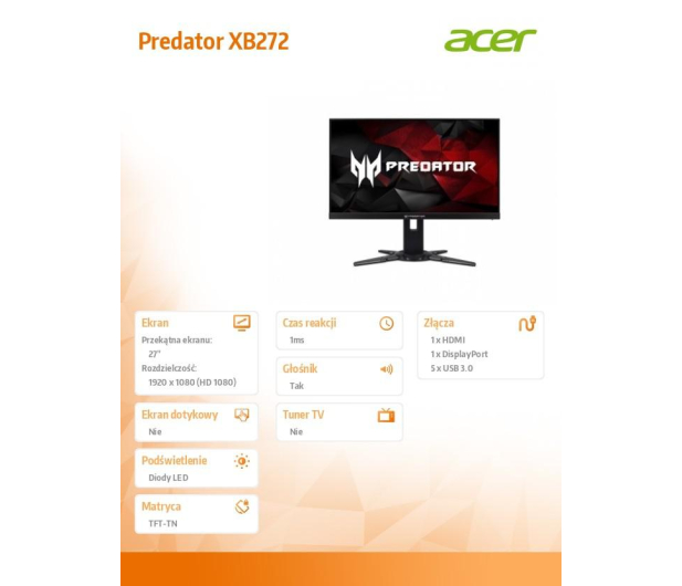 Acer Predator XB272BMIPRZX czarny - 373904 - zdjęcie 5